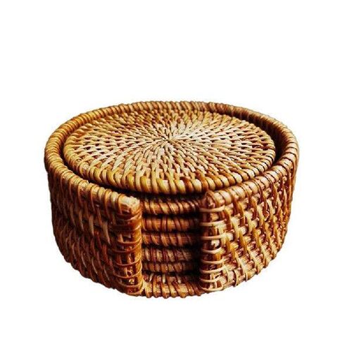 6-Piece Set Of Rattan Tea Coaster Tea Ceremony Pot Holder