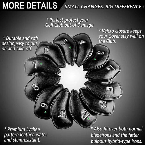Golf Iron Head vers Value 12 Piece Set, Synthetic Leather De
