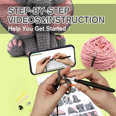 Elephant Package Crochet Knitting Kit for Beginners Starter