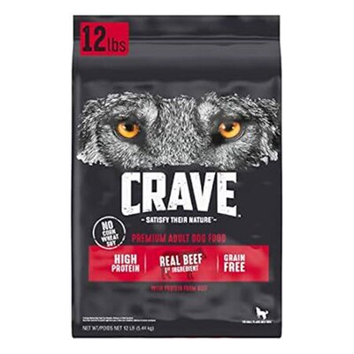 CRAVE Grain Free High Protein Adult Dry Dog Food, Beef, 1