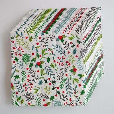 Christmas Mistletoe Paper Napkins 圣诞节槲寄生花枝印花餐巾纸