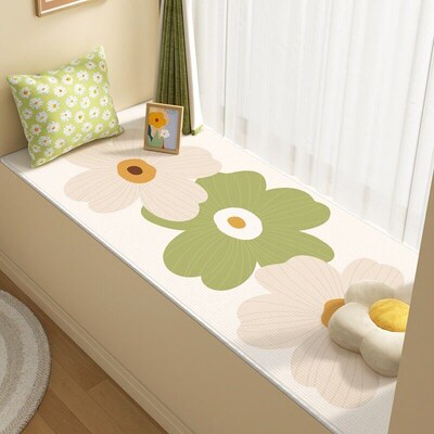 Flower Print Bay Window Mat Tatami Four-way Verile Cut-out C