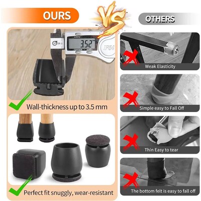 16PCS Chair Foot ver Rubber Feet Floor Protectors 15 Slant