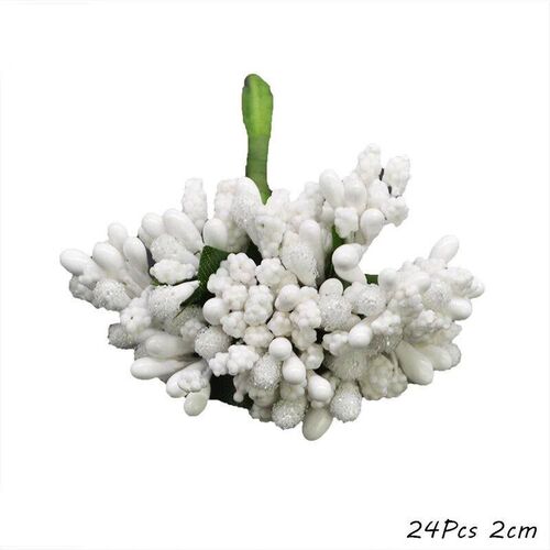 White Theme Artificial Flower Cherry Stamen Berries Bundle D