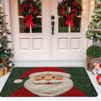 Christmas Door Mat Red Santa Claus Outdoor and indoor Ginger