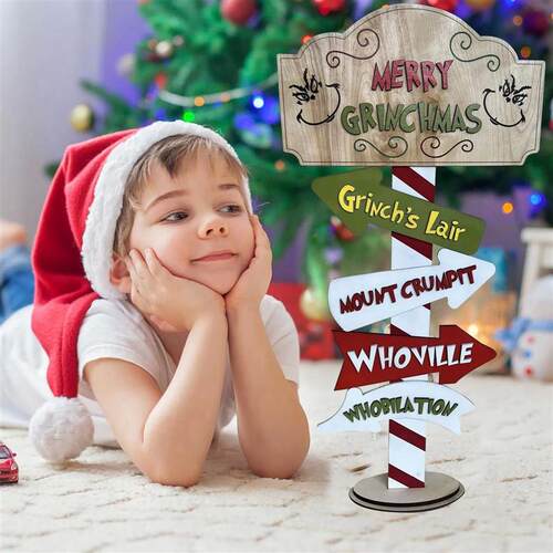 Christmas Wood Decor Cute Christmas Cartoon Charactor Standi