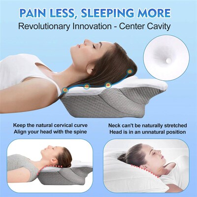 Pulatree Butterfly Odorless Memory Foam Bed Pillow Orthopedi