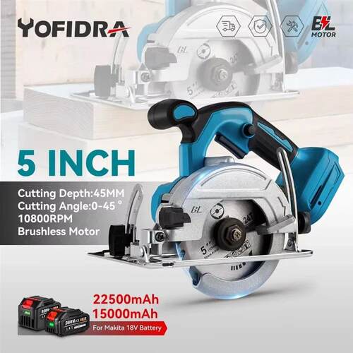 1000W Brushless Electric Circular Saw 10800RPM Cordless Mult