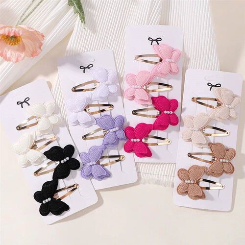 4Pcs/set Butterfly Hair Clip Set for Girls Double Layered Bo