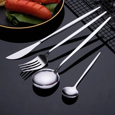 16Pcs Dinnerware Set Stainless Steel Cutlery Set Kitchen Bla