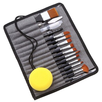 18pcs Artist Paint Brushes Set Bag Pack with Scraper Waterco