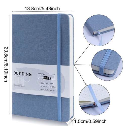 A5 Cloth Cover Dotted Notebook Journal 100 GSM Ivory White P