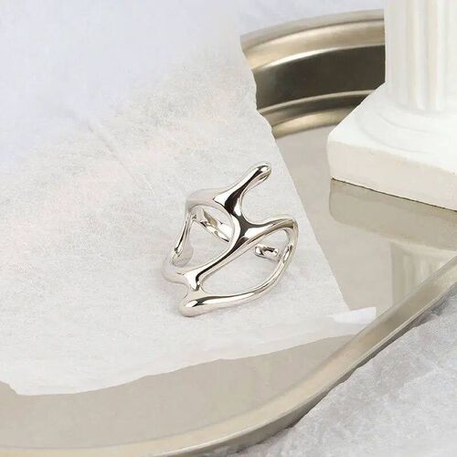 Silver Color rendy Vintage Elegant Irregular Adjustable Ring