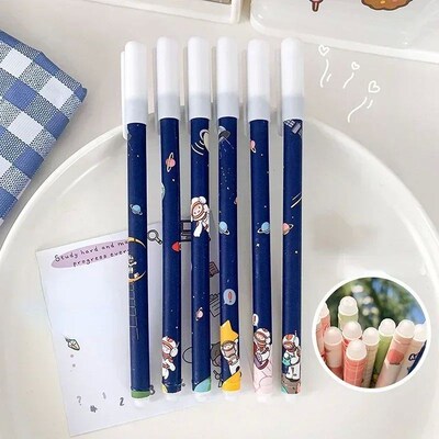 6Pcs/Set Kawaii 0.5 mm Erasable Gel Pens Colored Blue Refill