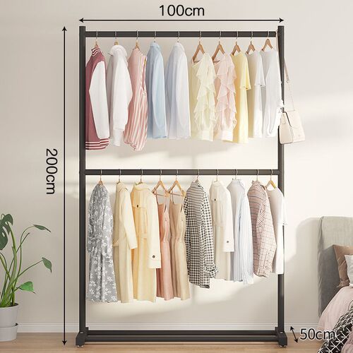 Cream Style Double Bedroom Rack Home Simple Clothes Rack Sto