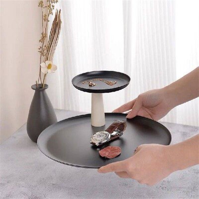 Ahunderjiaz-Nordic Style Luxury Double Round Tray, Storage