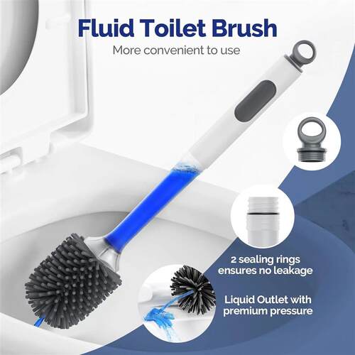 Water Spray Silicone Toilet Brush 40cm Long Handle Refillabl