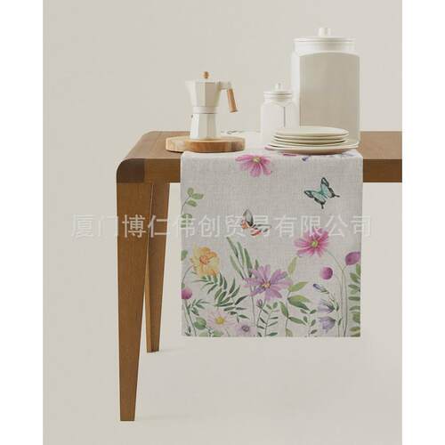 Spring Flower Butterfly Table Runner luxury Kitchen Dinner T