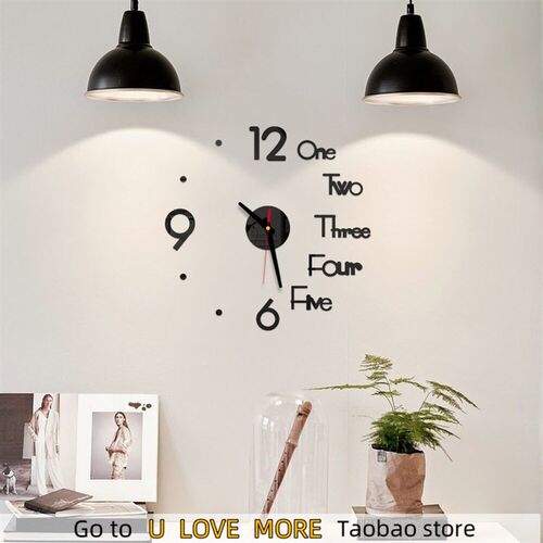 1Set DIY Digital Wall Clock 3D Mirror Surface Sticker Silent