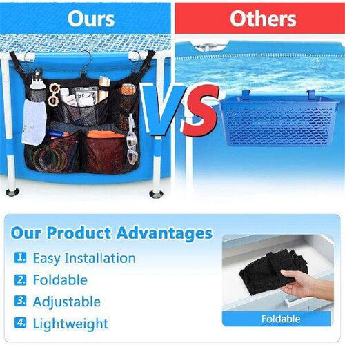 Above Ground Pool Storage Organizer with Mesh Pockets