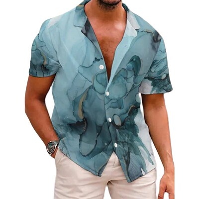Summer Mens Hawaiian Shirt Holiday Casual Blouse 3d Coconu