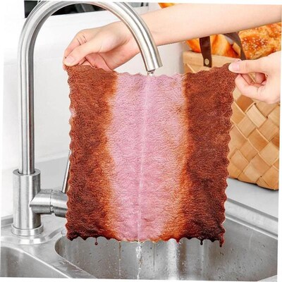 Double-layer Absorbent Microfiber Kitchen Dish Cloth towel