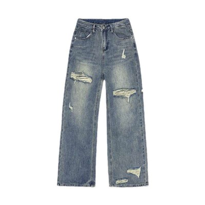 Spring and Summer New Vintage Washed Old Wear Ripped Hole Hi
