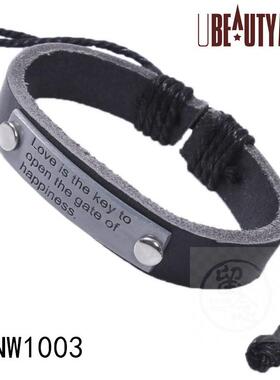 。Love is the key to happiness. Alloy letter Leather Brlet w