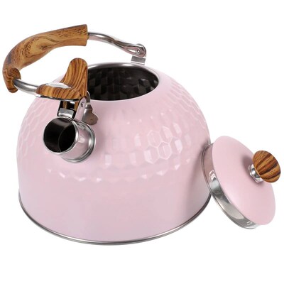 Pink Stainless Steel Whistling Kettle Large Capacity Boiling