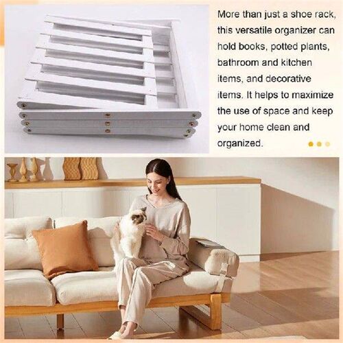Bamboo Shoe Rack For Entryway - Foldable, Narrow Organizer