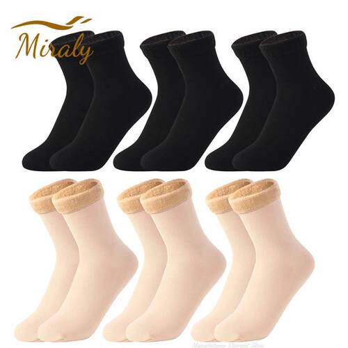 1/2/3/5Pairs Winter Warm Thicken Fleece Short Socks Women Th