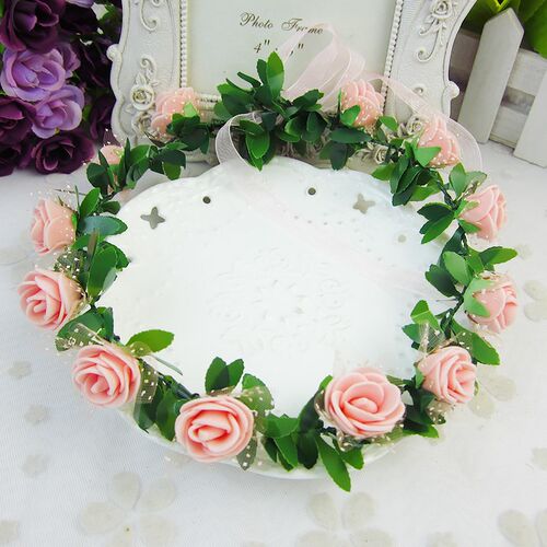 New Fashion Rose Flower Crown Headband Wreath Girl Party Hea