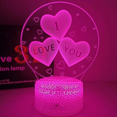3D Night Light LOVE LED Bedroom Dormitory Bedside Table Lamp