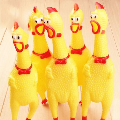 new 17cm yellow screaming rubber chicken toy gift pet dog