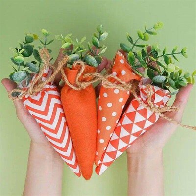 Artificial Fabric Carrot 4X Farmhouse Holiday Fake Felt