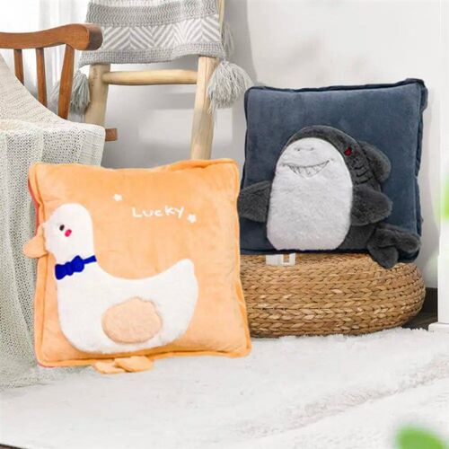 Throw Pillow Blanket 2-in-1 Foldable Pillow Quilt Cute Carto