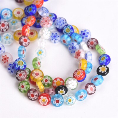 Mixed Flat Round 6mm 8mm 10mm 12mm Flower Patterns Millefior
