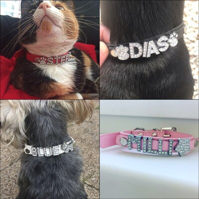 Bling Rhinestone Puppy Dog Collars Personalized Small Dogs C