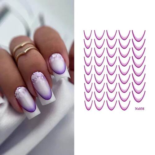 Gradient Color French Manicure Nail Art Designs Stickers Sel