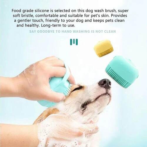 Pet Bath Massage Brush with Shampoo Dispenser - 2-in-1 Groom