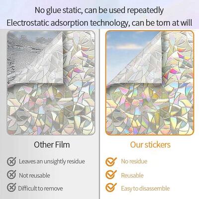 3D Rainbow Window Film Stained Glass Vinyl Self Adhesive Fil