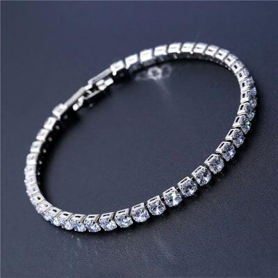Luxury Hiphop Iced Out  4mm Cubic Zirconia Crystal Tennis