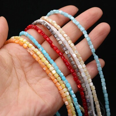 Natural Stone Sea Shell Multi-color Loosely Spaced Beads Can