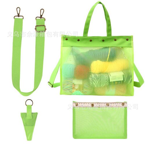 Mesh Bag Crochet Organizer DIY Knitting Tool Storage with La