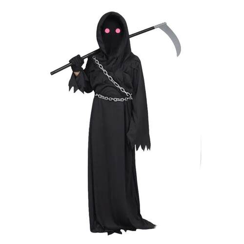 Child Black Red Devil Chain Costume Halloween Red Eye Grim R