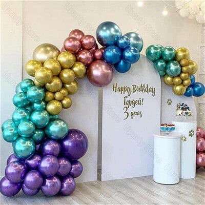10/20/30pcs Metallic Birthday Balloons Metal Blue Red