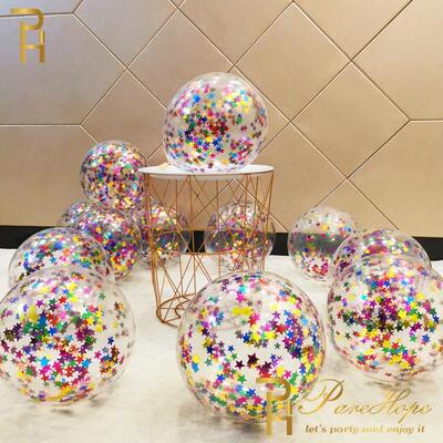 10/20 Star Confetti Balloons Metallic Confetti Latex Transpa