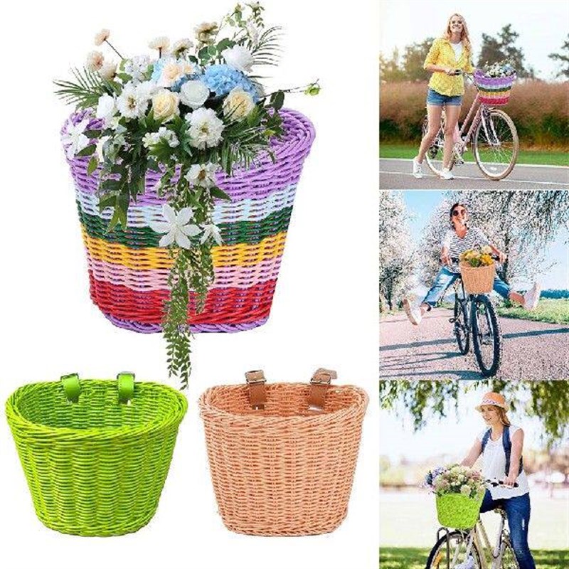 Bike Handlebar Basket with Bell Tassel Stickers Adjustable - 实物图