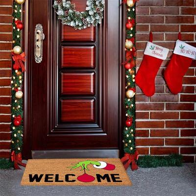 Xmas Welcome Christmas Mat Non-Slip And Washable Doormat Dec