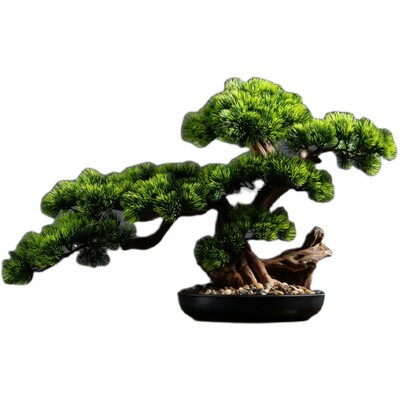 Simulation welcome pine bonsai office Chinese plant decor